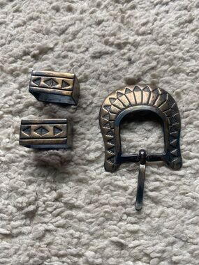 Vintage Navajo Sterling Silver 925 Belt Buckle Set